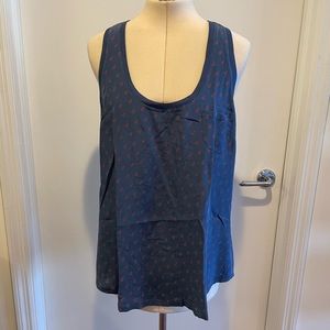 JOIE NWT ALICIA SILK RACERBACK TANK TOP Blue and Red Anchor Print Size L